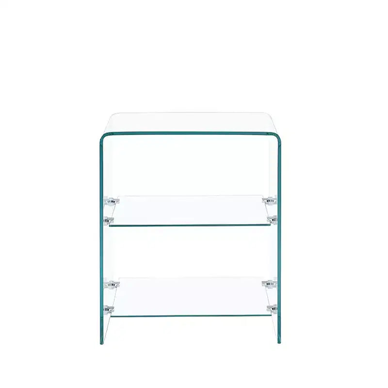 Table d'appoint à 2 niveaux en verre trempé, table de chevet/d'appoint moderne et transparente pour salon et chambre à coucher