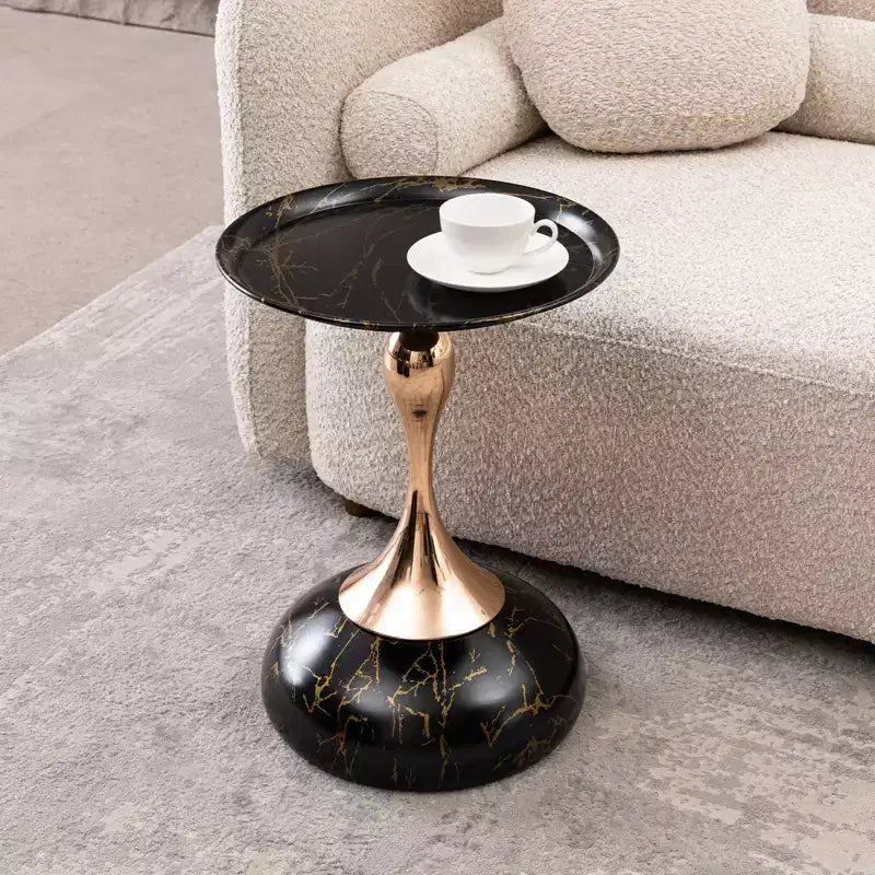 Table basse d'appoint ronde, Table sur pied moderne en métal, Table d'appoint minimaliste pour petits espaces,