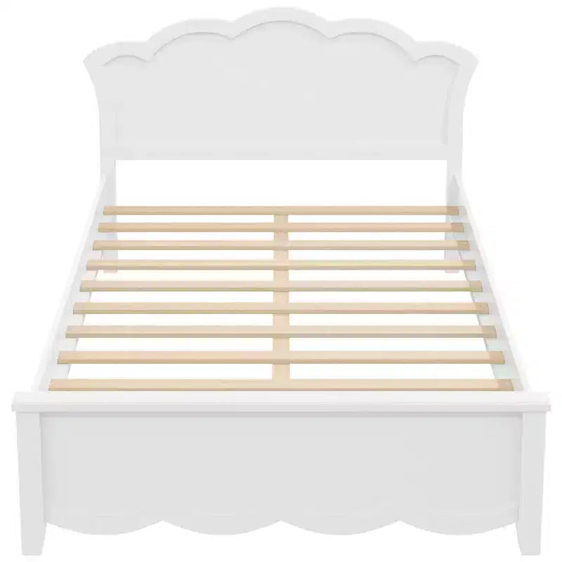 Lit plateforme moderne en bois avec tête de lit pour chambre à coucher, Blanc