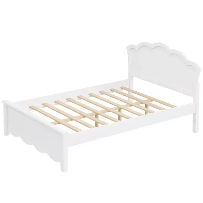 Lit plateforme moderne en bois avec tête de lit pour chambre à coucher, Blanc