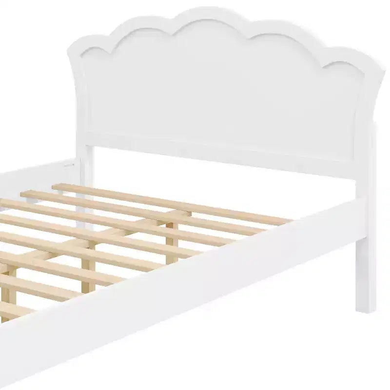 Lit plateforme moderne en bois avec tête de lit pour chambre à coucher, Blanc