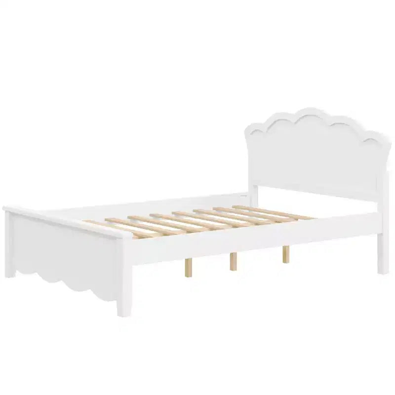 Lit plateforme moderne en bois avec tête de lit pour chambre à coucher, Blanc
