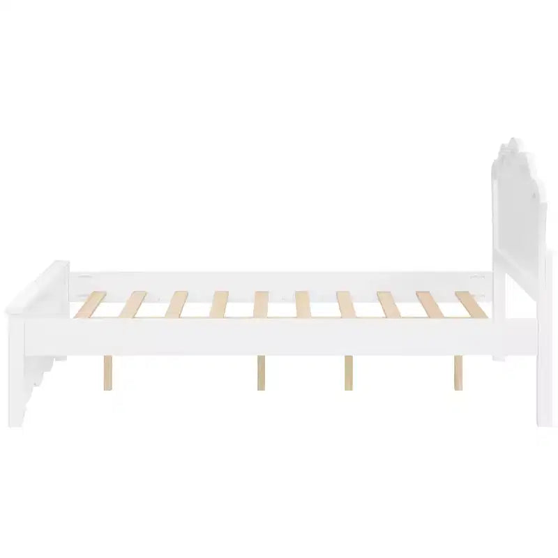 Lit plateforme moderne en bois avec tête de lit pour chambre à coucher, Blanc