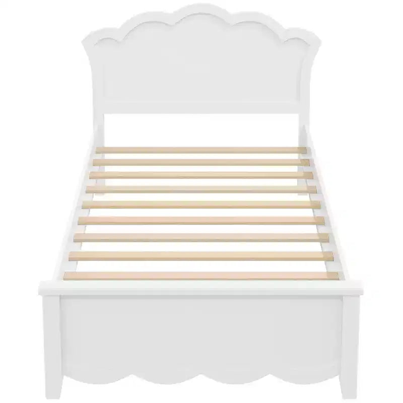 Lit plateforme moderne en bois avec tête de lit pour chambre à coucher, Blanc