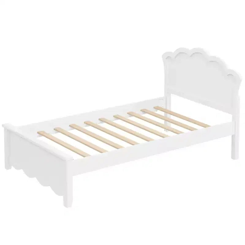 Lit plateforme moderne en bois avec tête de lit pour chambre à coucher, Blanc