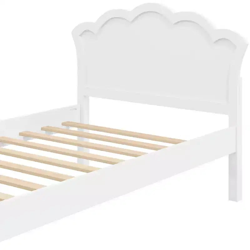 Lit plateforme moderne en bois avec tête de lit pour chambre à coucher, Blanc