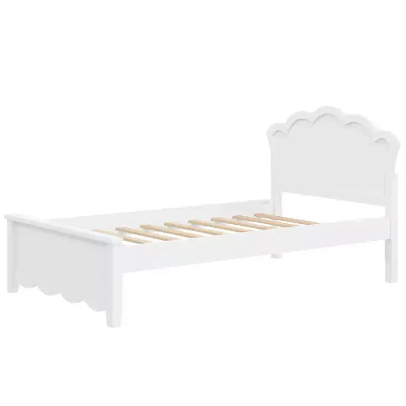 Lit plateforme moderne en bois avec tête de lit pour chambre à coucher, Blanc