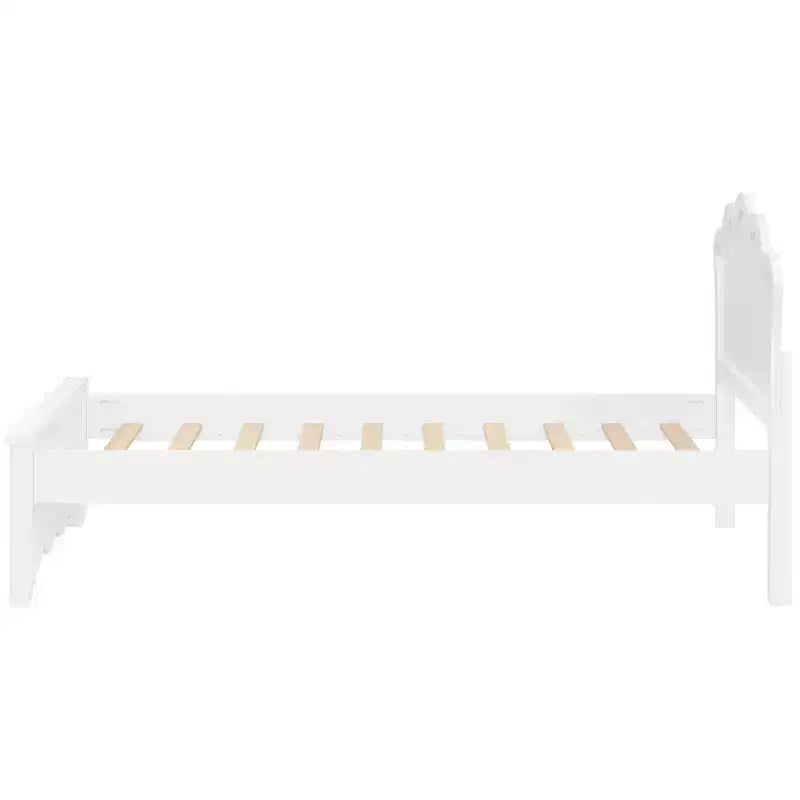 Lit plateforme moderne en bois avec tête de lit pour chambre à coucher, Blanc