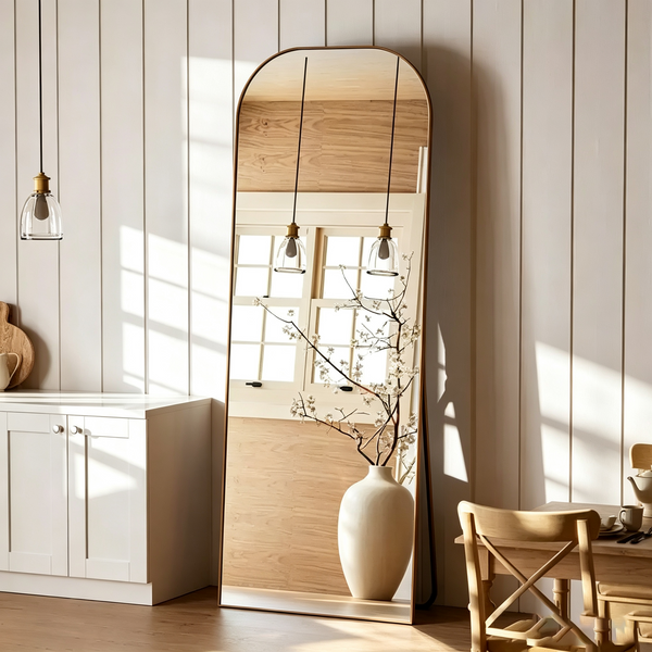 Miroir pleine longueur 56"x21" noir à bords carrés avec cadre en alliage d'aluminium pour chambre et salon
