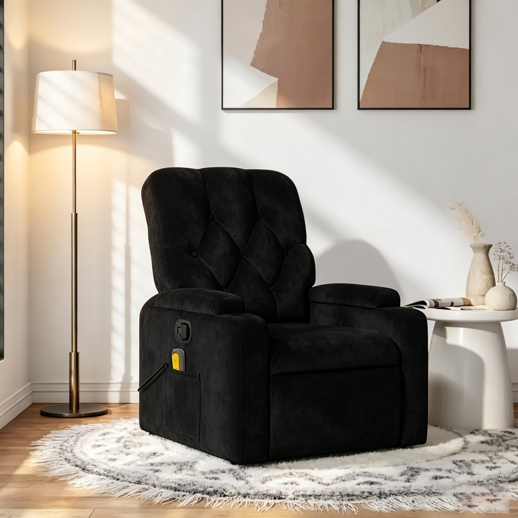 Fauteuil de massage inclinable en tissu gris clair