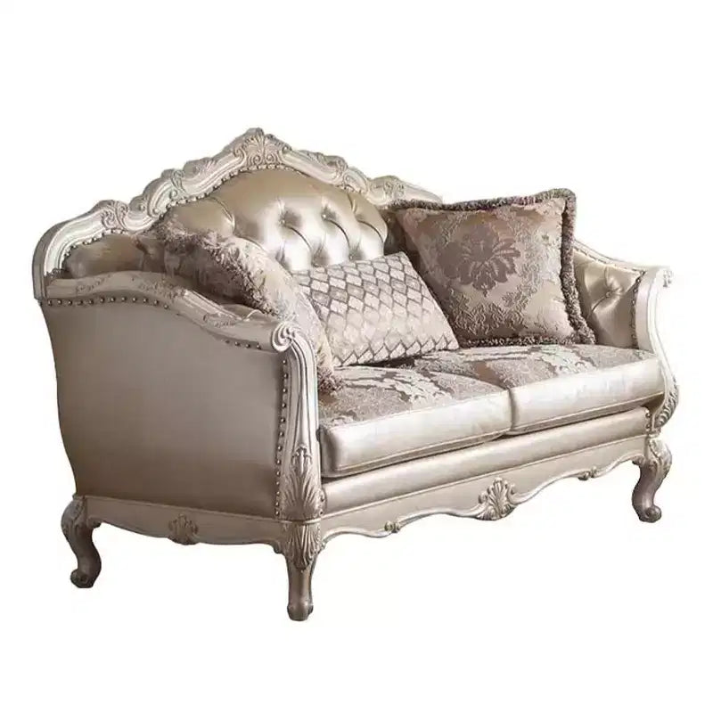 Acme Furniture Chantelle Sofa Rose Gold Synthetic Leather/Pearl White