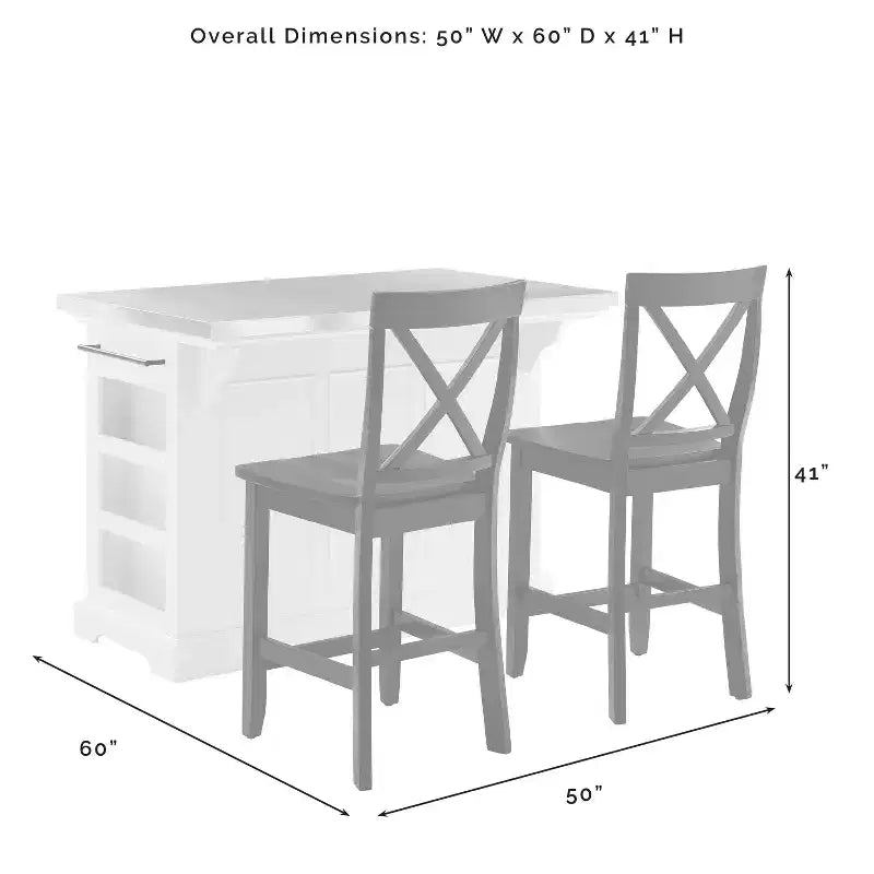 Julia Wood Top Island with 2 X-Back Stools - Crosley
