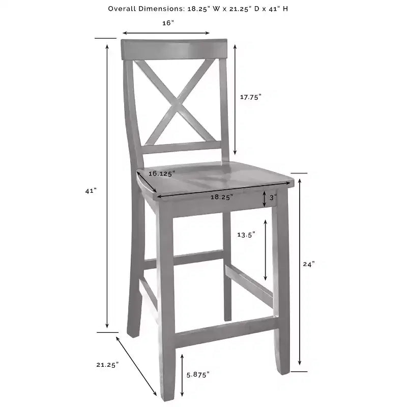 Julia Wood Top Island with 2 X-Back Stools - Crosley