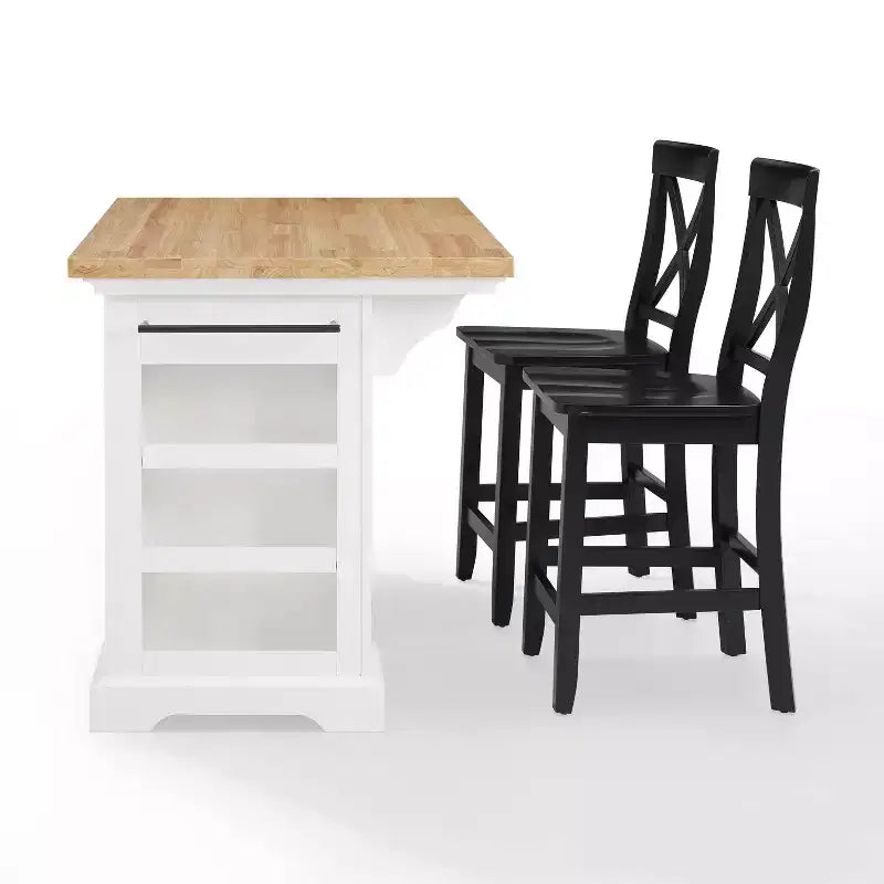 Julia Wood Top Island with 2 X-Back Stools - Crosley