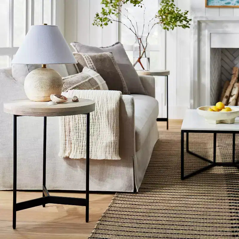 Villa Park Round Wooden End Table Brown - Threshold designed with Studio McGee