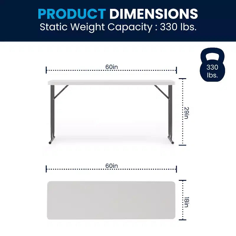 Emma and Oliver 5-Foot Rectangle Granite White Plastic Folding Training / Seminar Table