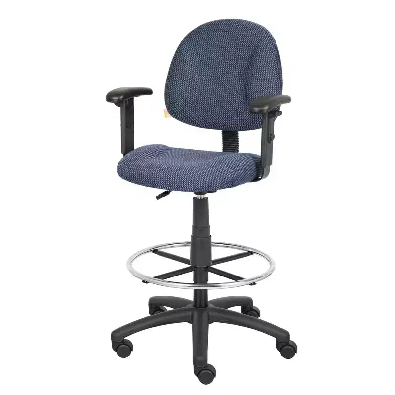 Drafting Stool with Footring and Adjustable Arms - Boss Office Products