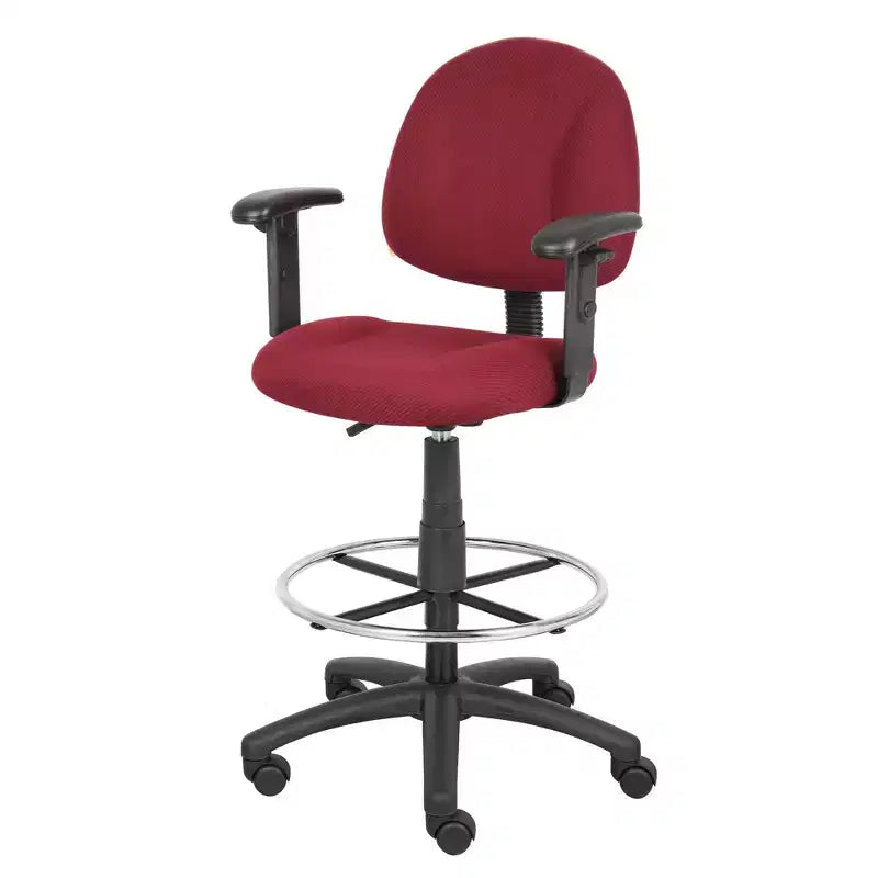 Drafting Stool with Footring and Adjustable Arms - Boss Office Products