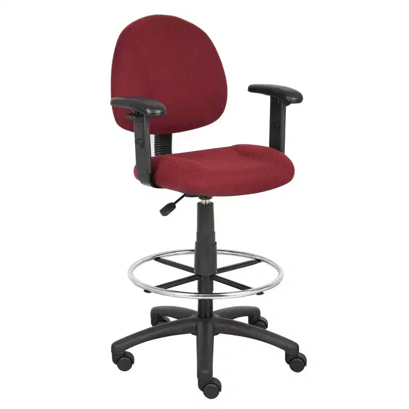 Drafting Stool with Footring and Adjustable Arms - Boss Office Products