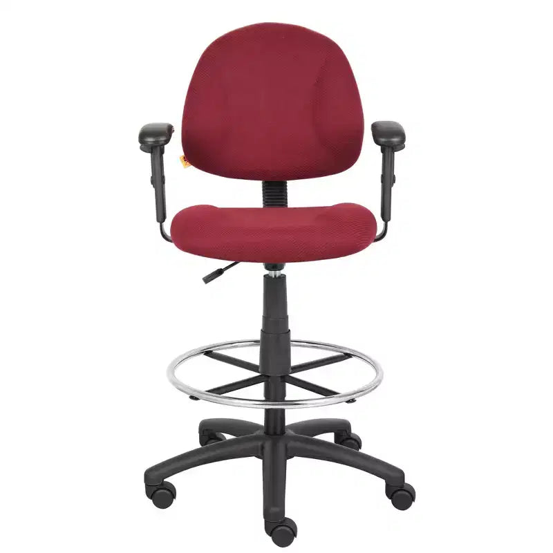 Drafting Stool with Footring and Adjustable Arms - Boss Office Products