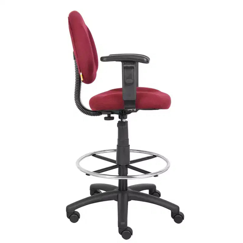Drafting Stool with Footring and Adjustable Arms - Boss Office Products