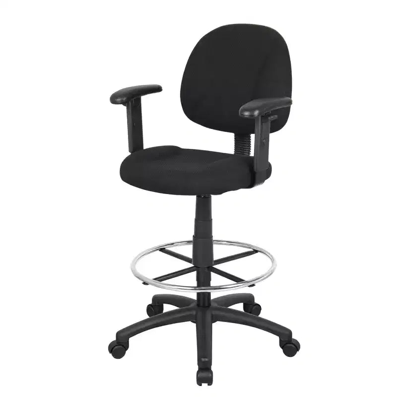 Drafting Stool with Footring and Adjustable Arms - Boss Office Products