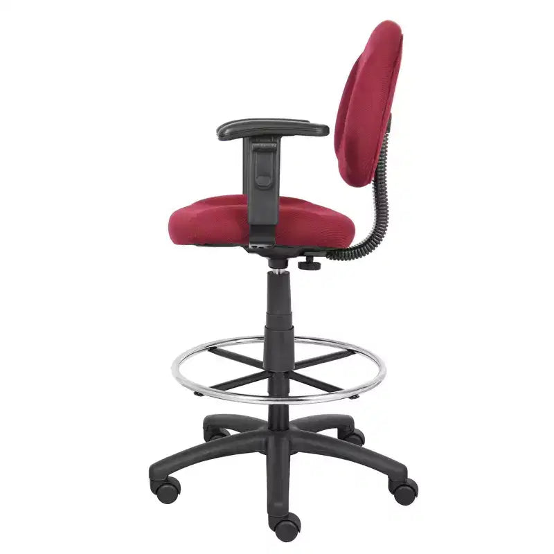 Drafting Stool with Footring and Adjustable Arms - Boss Office Products
