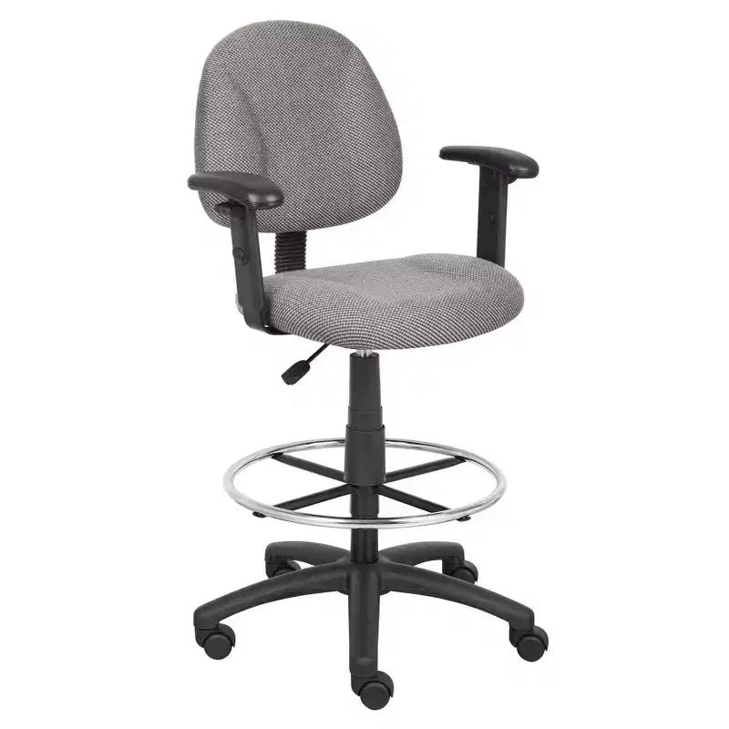 Drafting Stool with Footring and Adjustable Arms - Boss Office Products