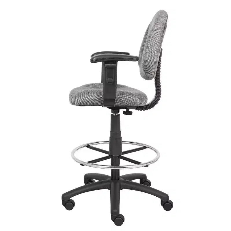 Drafting Stool with Footring and Adjustable Arms - Boss Office Products