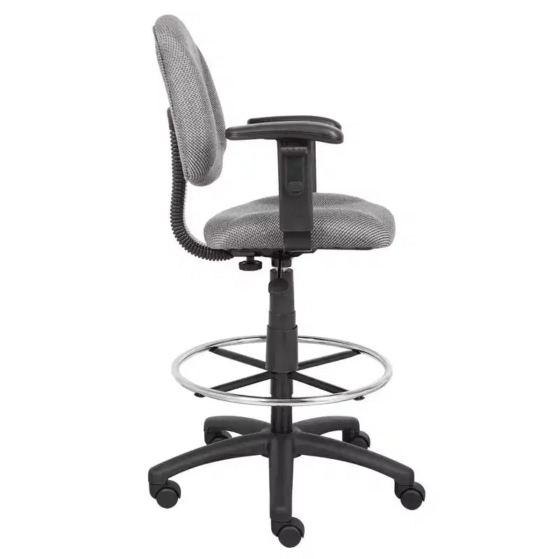 Drafting Stool with Footring and Adjustable Arms - Boss Office Products