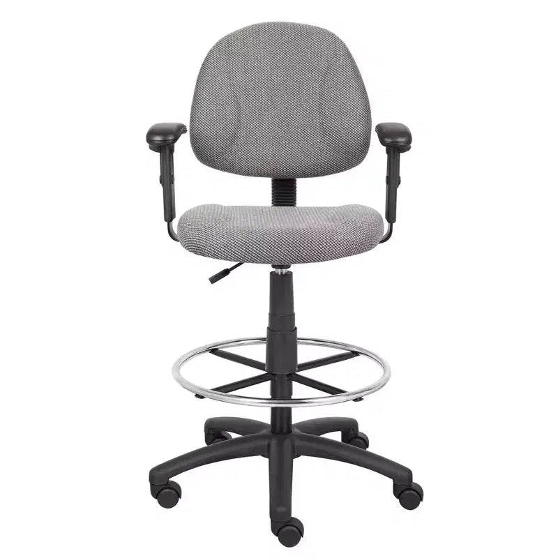 Drafting Stool with Footring and Adjustable Arms - Boss Office Products