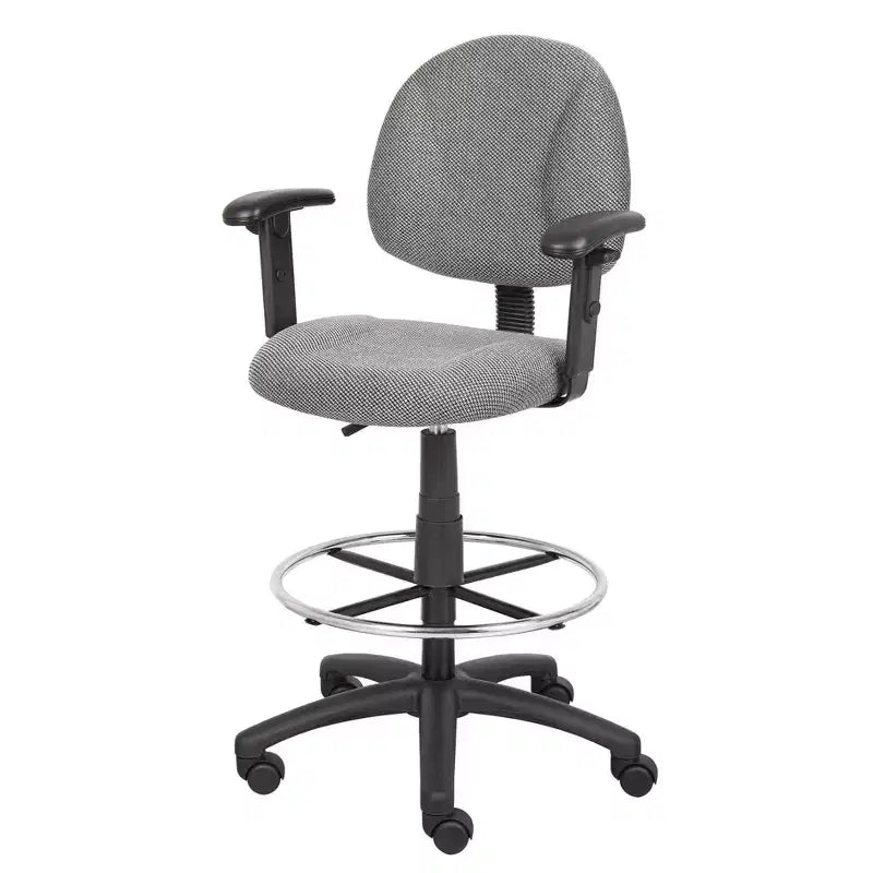 Drafting Stool with Footring and Adjustable Arms - Boss Office Products