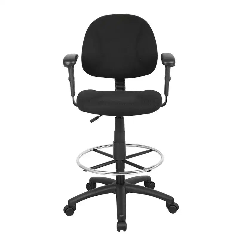 Drafting Stool with Footring and Adjustable Arms - Boss Office Products