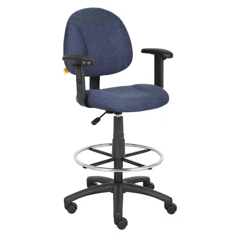 Drafting Stool with Footring and Adjustable Arms - Boss Office Products