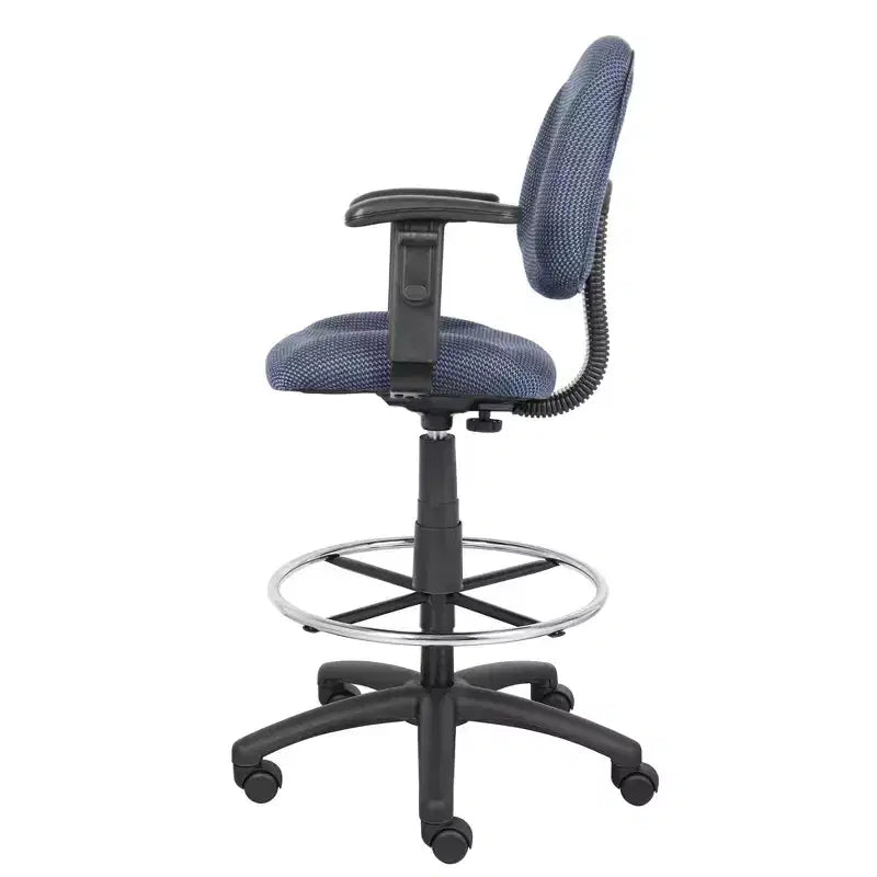 Drafting Stool with Footring and Adjustable Arms - Boss Office Products