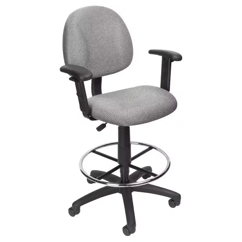 Drafting Stool with Footring and Adjustable Arms - Boss Office Products