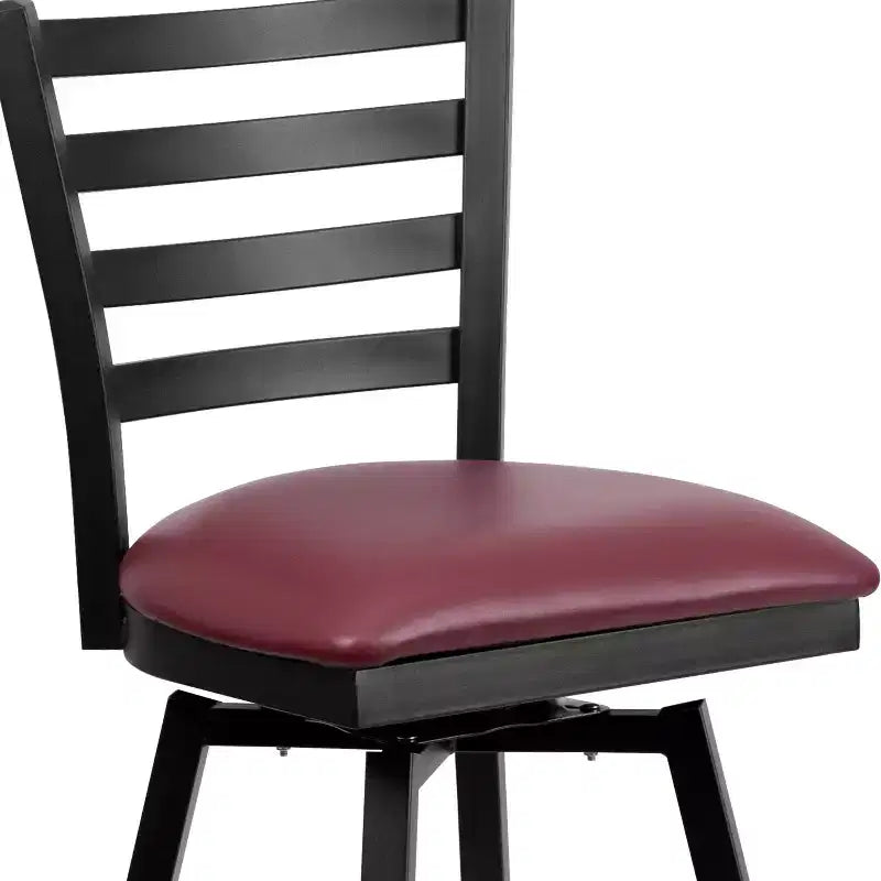 Emma and Oliver Black Ladder Back Swivel Metal Restaurant Dining Barstool