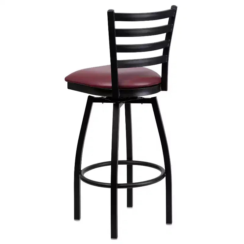 Emma and Oliver Black Ladder Back Swivel Metal Restaurant Dining Barstool
