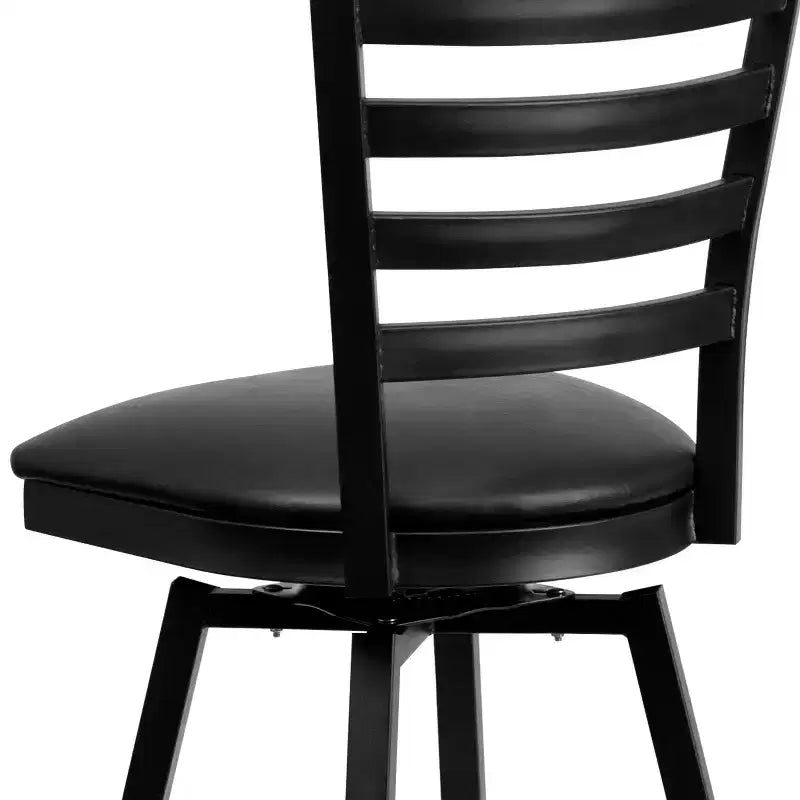 Emma and Oliver Black Ladder Back Swivel Metal Restaurant Dining Barstool