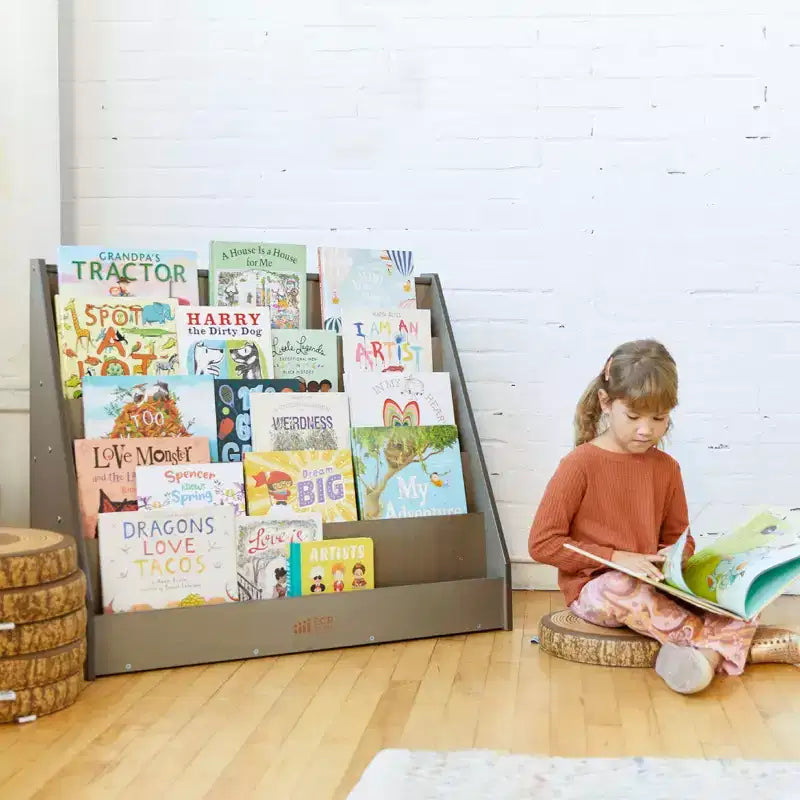 Rangement et Présentoir de Livres en Bois à Côté Unique